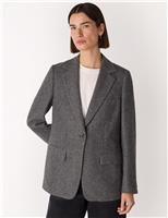 Wool Blend Relaxed Herringbone Blazer