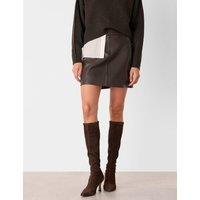 Whistles Leather Mini A-Line Skirt Brown