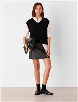 Leather Mini A-Line Skirt