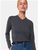 Mila Cotton Blend Ribbed V-Neck Jumper