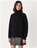 Whistles Pure Cashmere Roll Neck Jumper Black