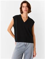 Whistles Pure Wool V-Neck Knitted Vest Black