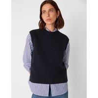 Whistles Pure Wool Crew Neck Vest Top Navy