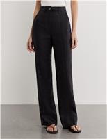 Pure Linen Pintuck Wide Leg Trousers