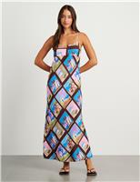 Printed Strappy Maxi Slip Dress