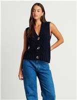 Pure Merino Wool Textured V-Neck Knitted Vest