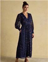 Floral V-Neck Midaxi Wrap Dress