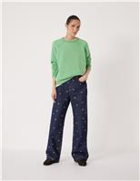 Floral Embroidered Wide Leg Jeans