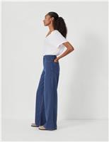 Striped Mid Rise Wide Leg Jeans