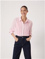 Sheer Collared Ruffle Long Sleeve Shirt