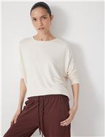 HUSH Jersey Wide Batwing Sleeve Top Navy