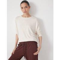 HUSH Jersey Wide Batwing Sleeve Top Oatmeal