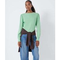 HUSH Emily Puff Sleeve Cotton Jersey Top Green