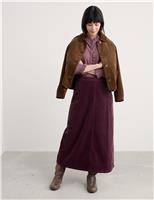 Pure Cotton Textured Midi A-Line Skirt