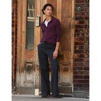 BAUKJEN Wool Blend Checked Wide Leg Trousers Navy Mix