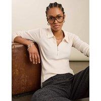 BAUKJEN Pure Cotton Half Zip Top Light Cream