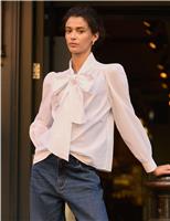 Pure Cotton Bow Neck Blouse