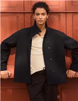 Wool Rich High Neck Cropped Coat