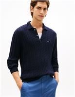 Tommy Hilfiger Pure Cotton Cable Knit Polo Shirt Green