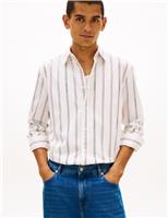 Tommy Hilfiger Pure Cotton Jacquard Striped Oxford Shirt White Mix