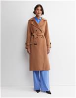 Wool Rich Double Breasted Longline Trench Coat