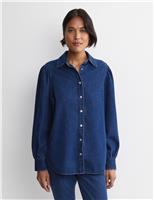 Denim Collared Bib Detail Shirt