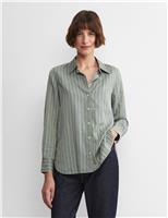 Cotton Rich Striped Collared Shirt with Silk