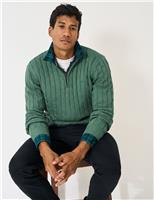 Pure Cotton Cable Knit Half Zip Jumper