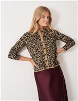 Leopard Print Crew Neck Cardigan