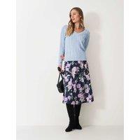 Crew Clothing Cotton Rich Cable Knit V-Neck Jumper Blue Marl