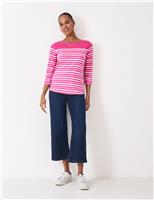 Pure Cotton Striped 3/4 Sleeve Top