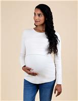 JoJo Maman Bb Maternity 2 Pack Cotton Rich Textured Top Oatmeal