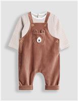 Cotton Rich Velour Dungarees (0-24 Mths)