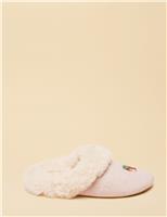 Cat Faux Fur Lined Mule Slippers