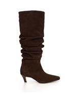 Suede Slouchy Kitten Heel Knee High Boots