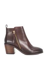 Leather Block Heel Wide Fit Ankle Boots