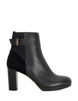 Leather Buckle Block Heel Ankle Boots