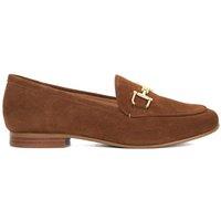 Dune London Wide Fit Suede Trim Block Heel Loafers Brown