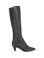 Leather Kitten Heel Knee High Boots