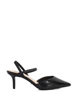 Dune London Wide Fit Leather Ankle Strap Court Shoes Black
