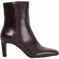 Dune London Leather Stiletto Heel Square Toe Ankle Boots Brown