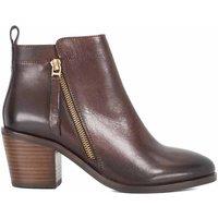 Dune London Leather Block Heel Ankle Boots Brown
