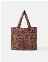 Nylon Animal Print Shopper Bag