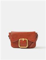 Croc Effect Faux Buckle Cross Body Bag