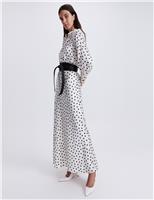 Pure Silk Polka Dot Maxi A-Line Skirt