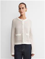 Pure Wool Striped Button Front Cardigan