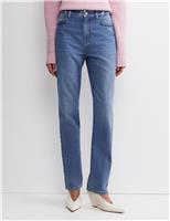 Lyocell Blend Mid Rise Straight Leg Jeans