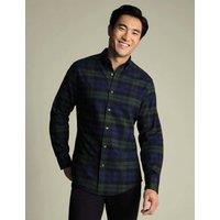 Charles Tyrwhitt Regular Fit Pure Cotton Checked Flannel Shirt Blue Mix