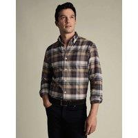 Charles Tyrwhitt Regular Fit Pure Cotton Checked Flannel Shirt Natural