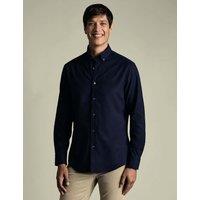Charles Tyrwhitt Slim Fit Pure Cotton Flannel Shirt Dark Navy